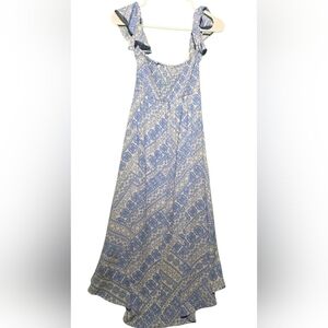 A. Calin Elegant Blue and White Maxi Dress Size Medium PTP 19 - EUC